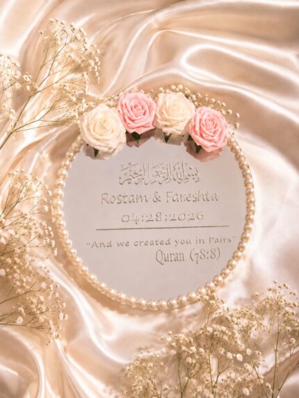 Custom Mirror Ring Tray – White & Red Floral Design